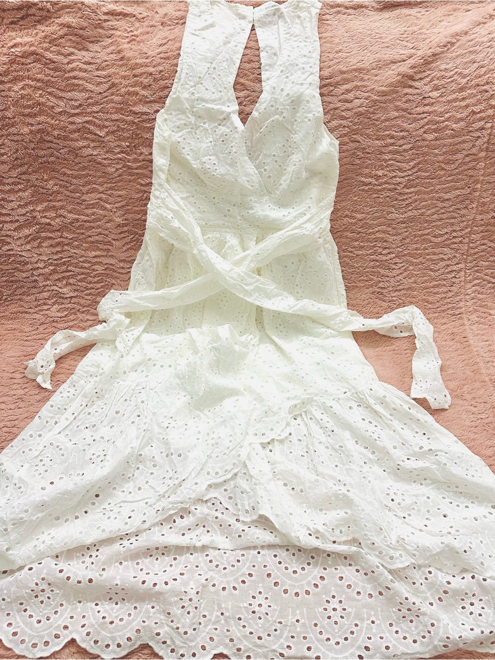 Stitchdrop Women White Cotton Dress Size L Excellent Condition